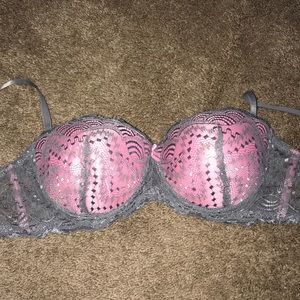 Pink and grey lace bra. Size 38C